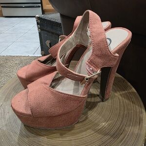 Candie's Suede Platform Heels - Warm Rust